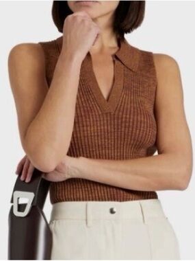 BNWOT - HELMUT LANG Ribbed-knit top Brown Ladies XS